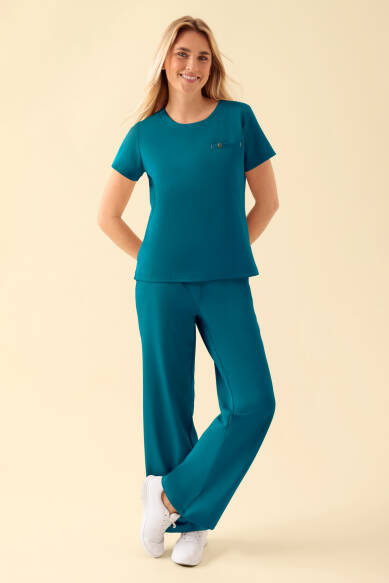 KAERE shirt dames - ronde hals petrol