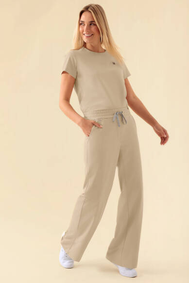 KAERE Pantalon Femme - large jambe sable