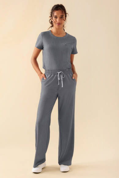 KAERE Pantalon Femme - large jambe gris chiné
