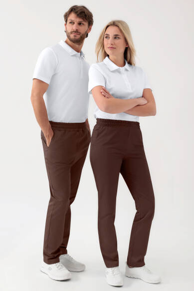 GREEN Stretch broek Unisex - elastische boord coffee