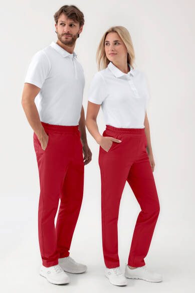 GREEN Pantalon Stretch mixte - Ceinture élastiquée rouge