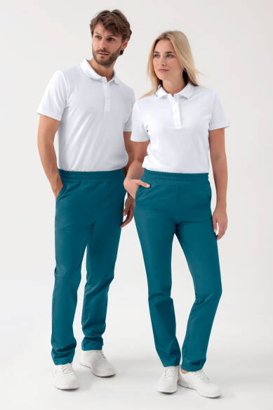 GREEN Pantalon Stretch mixte - Ceinture élastiquée pétrole