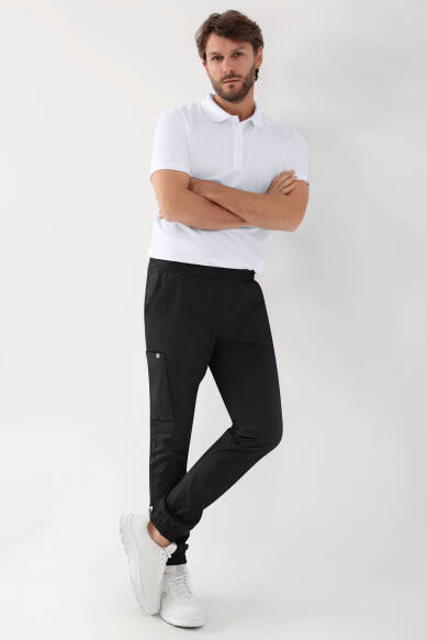 GREEN Stretch Hose Herren - Jogpants Style schwarz