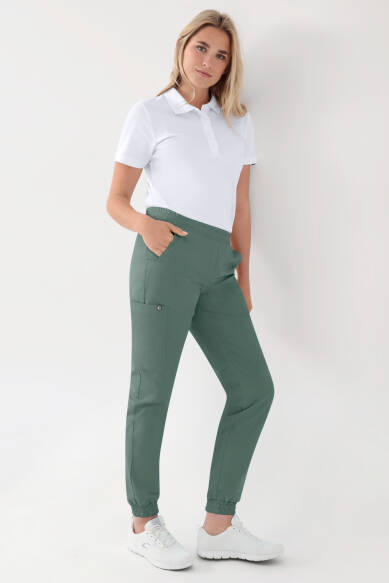GREEN Stretch broek dames - joggingbroek style donkergroen