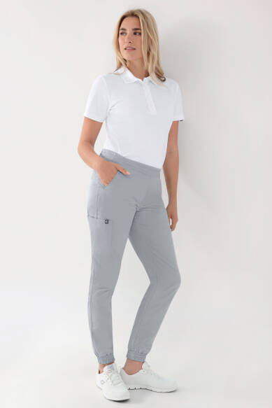 GREEN Pantalon Stretch Femme - Style Jogpant gris perle
