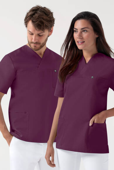 GREEN Stretch Schlupfkasack Unisex - V-Ausschnitt pflaume