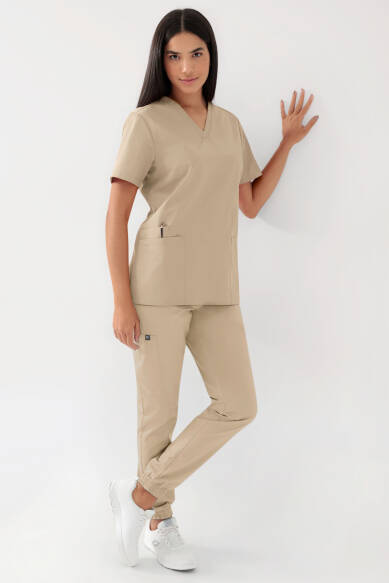 GREEN Tunique Stretch Femme - Décolleté V sable