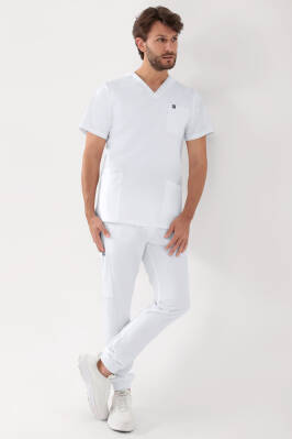 GREEN Tunique Stretch Homme - Décolleté V blanc