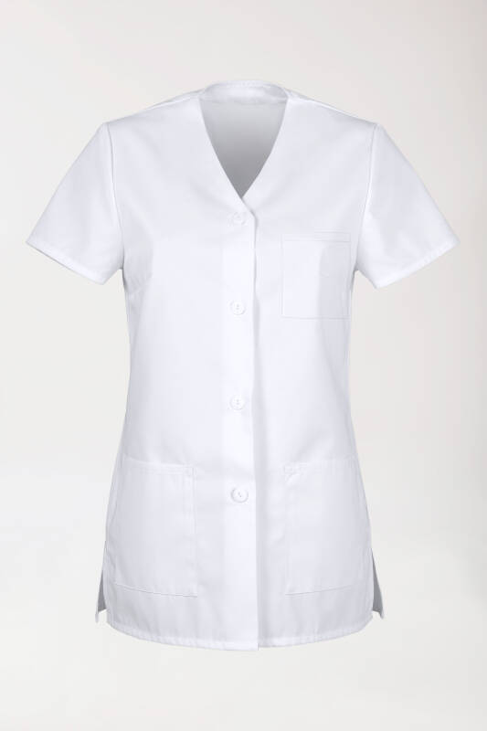 Beauty tuniek dames -v-hals - knoopsluiting wit