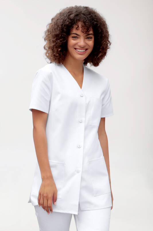 Beauty tuniek dames - met knoopsluiting wit
