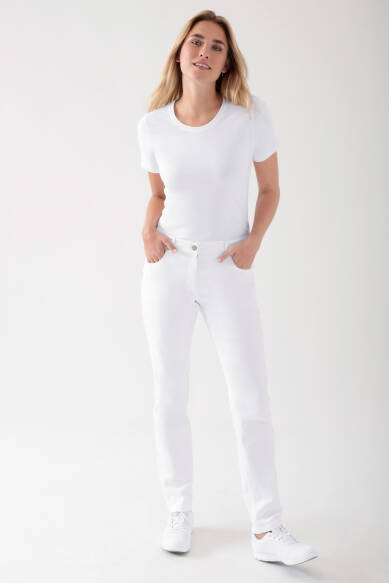 5-pocket broek dames - jeans look wit
