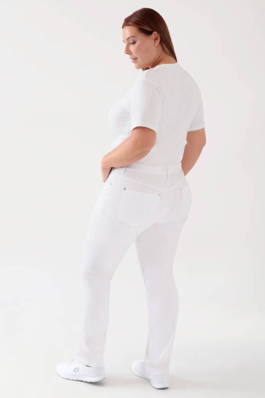 5-pocket broek dames - jeans look wit