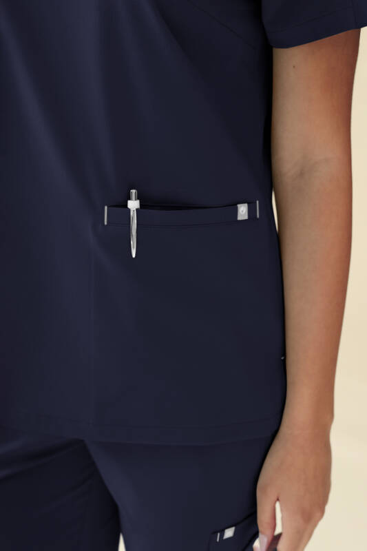 KAERE Schlupfkasack Damen - V-Ausschnitt navy