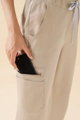 KAERE Hose Damen - Saumbündchen mit Beintaschen sand