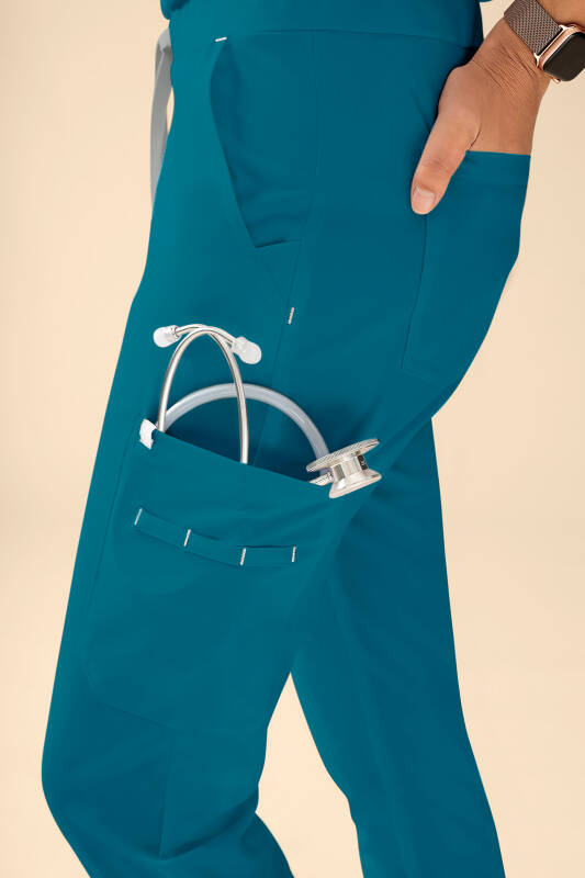 KAERE Hose Damen - Saumbündchen mit Beintaschen petrol