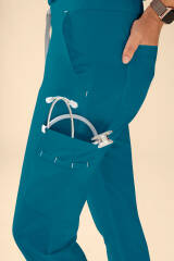 KAERE Hose Damen - Saumbündchen mit Beintaschen petrol