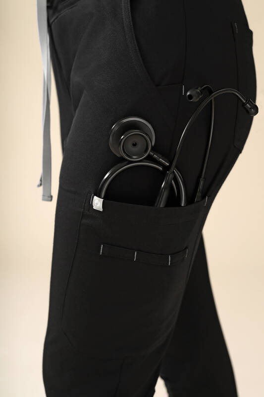 KAERE Hose Damen - Saumbündchen mit Beintaschen schwarz