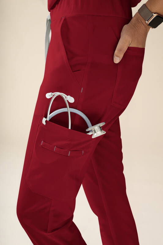 KAERE Hose Damen - gerader Saum mit Beintaschen rot