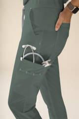 KAERE Hose Damen - gerader Saum mit Beintaschen dunkelgrün