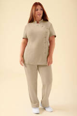 KAERE Kasack Damen - asymmetrische Knopfleiste sand