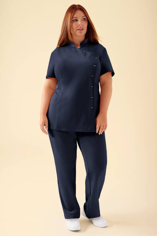 KAERE Blouse Femme - boutonnage asymétrique bleu navy