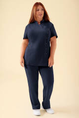 KAERE Kasack Damen - asymmetrische Knopfleiste navy