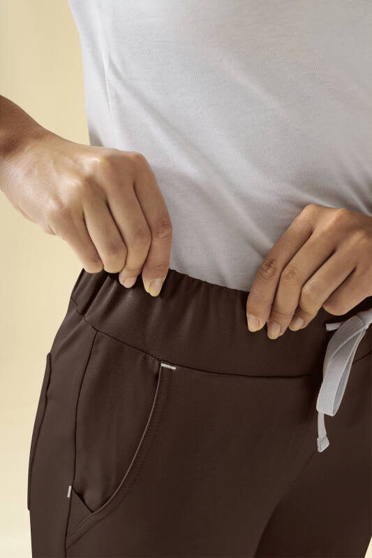 KAERE Hose Damen Normale Größe - Saumabschluss mit Strickbund coffee
