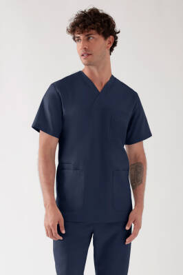 TENCEL™ Schlupfkasack Herren - V-Ausschnitt navy