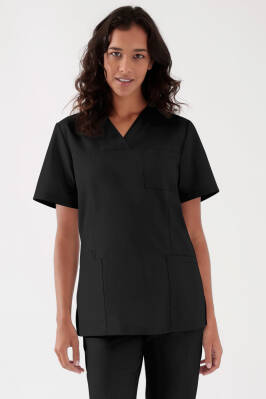 TENCEL™ Schlupfkasack Damen - V-Ausschnitt schwarz