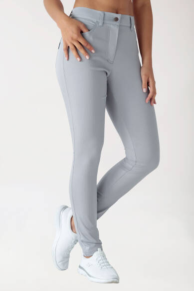Stretch 5-Pocket Hose Damen - schlankes Bein grau
